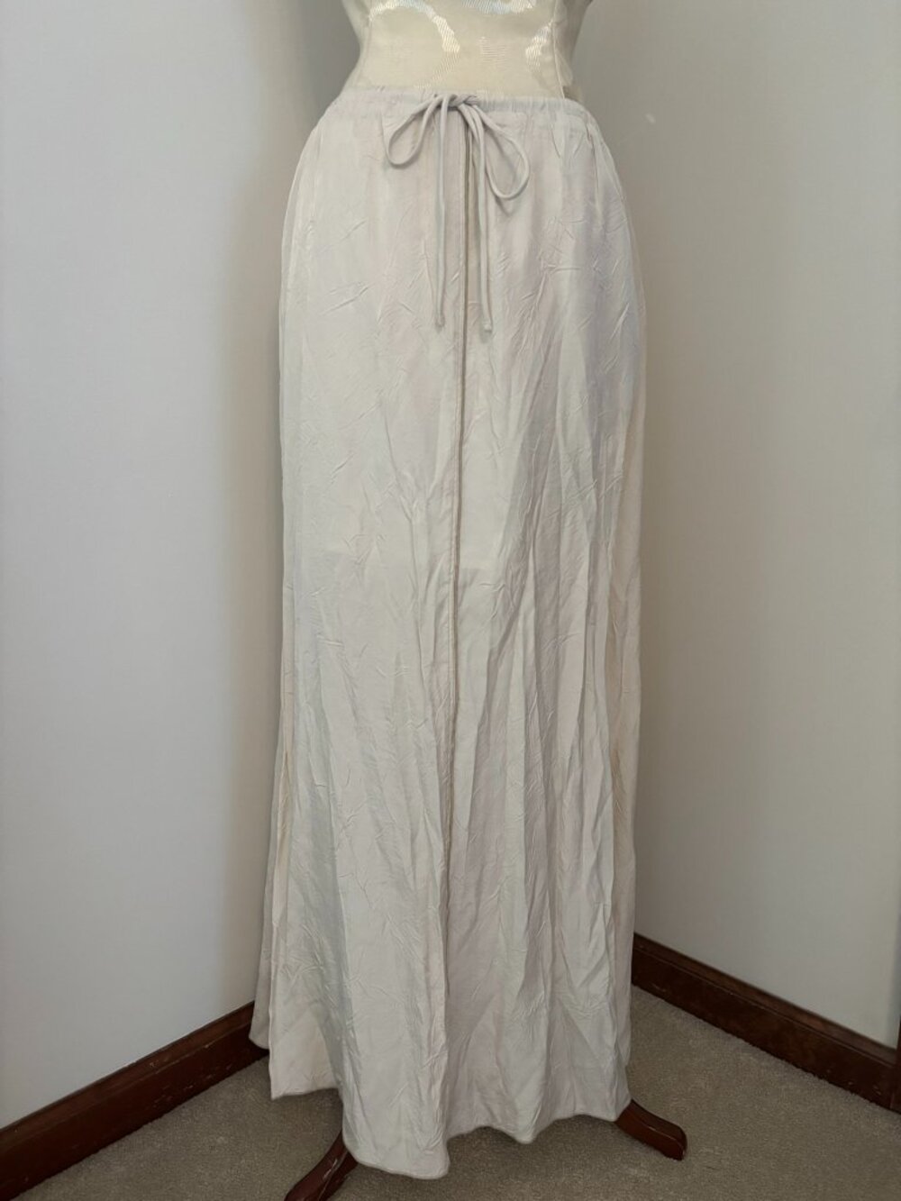 NEW 8 SECONDS MINIMALIST MAXI SKIRT DRAWSTRING WAIST LARGE CRINKLE FABRIC MODERN